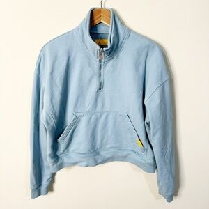 Yellow Label Made in USA Cotton Sky Blue Quarter Zip Polo Pullover Sweatshirt